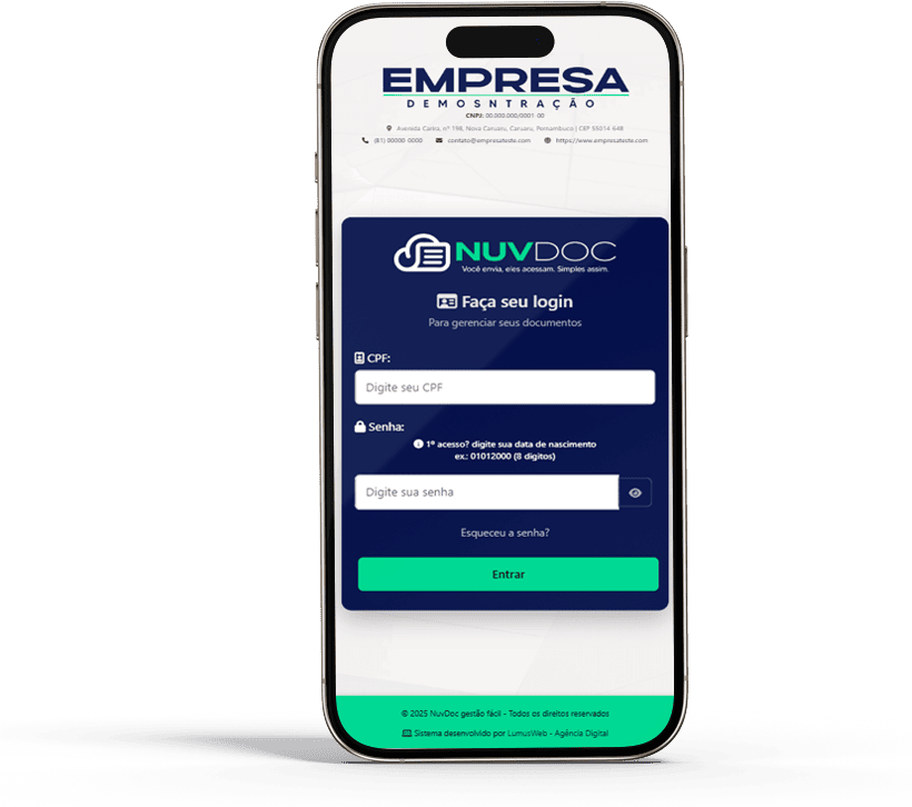 App NuvDoc Mobile - Interface responsiva para celular