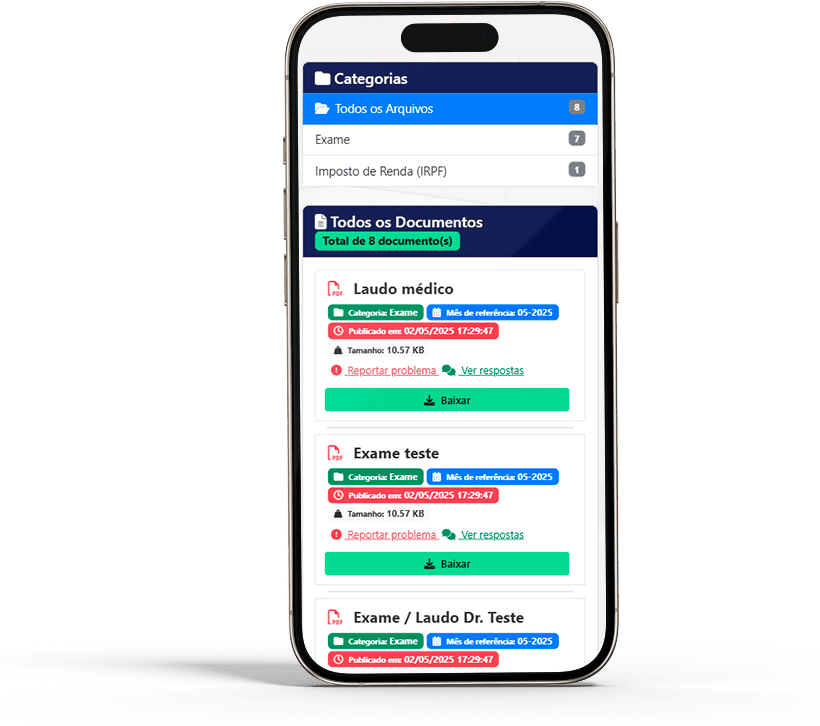 Sistema de notificações do NuvDoc no smartphone